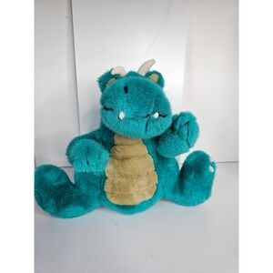 Vintage 1991 Commonwealth Fat Dragons Teal Blue Plush Stuffed Animal Toy 90s